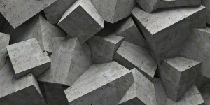 An abstract collection of concrete cubes moulded together